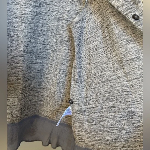 LOGO Lori Goldstein Button Up Lace Trim V-neck Sweater Vest, Women’s, Lg, Gray - Picture 14 of 16